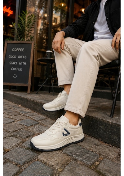 Ht Hotin Mamba Erkek Günlük Spor Ayakkabı Bağcıklı Rahat Tabanlı Casual Sneaker - Bej