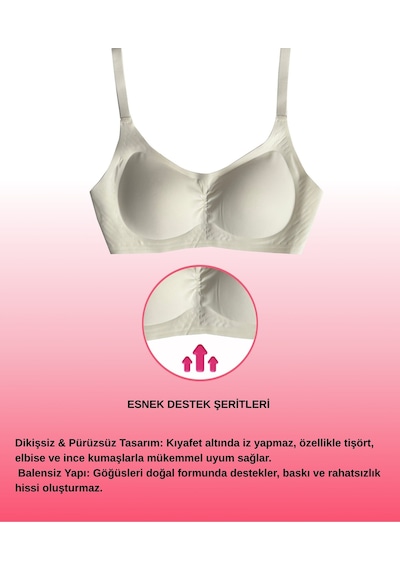 Alya Underwear Kadın Dikişsiz Sütyen Çıkarılabilir Yuvarlak Kaplı Lazer Kesim Görünmez Sütyen Siyah Ekru