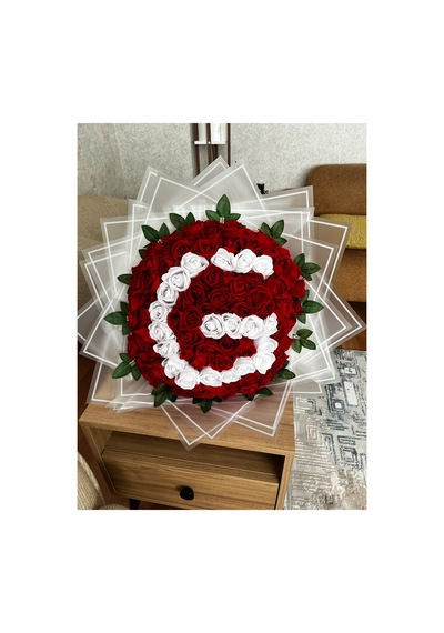 Gül Buketi 101 Adet Harf Detaylı Kadife Gül Kırmızı - 636626942 Kırmızı