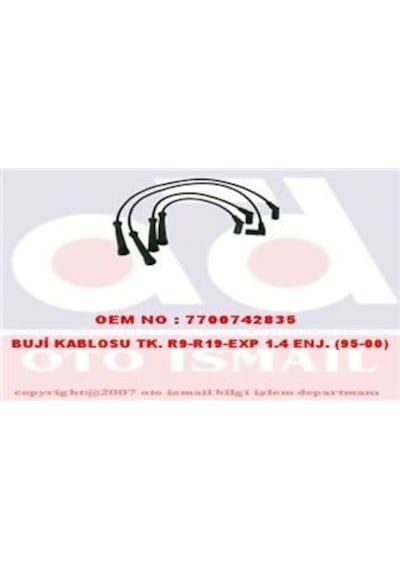 BUJI KABLOSU R9 BROADWAY 85-01 R19 CLIO EXPRESS MEGANE 1.4IE
