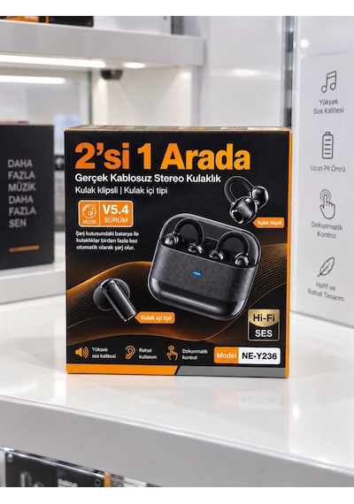 2 Si 1 Arada Kablosuz Bluetooth Kulaklık 4 Kulaklıklı Klipsli Ve Kulak İçi Tasarım Hi Fi Ses Dokunmatik Kontrol V5.4 Şarj Kutulu Siyah