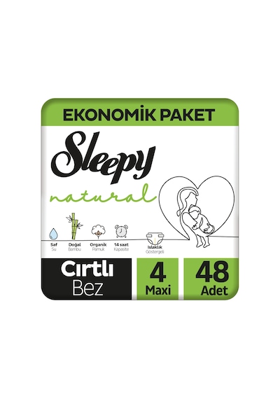 Sleepy Natural Ekonomik Paket Bebek Bezi 4 Numara Maxi 48 Adet