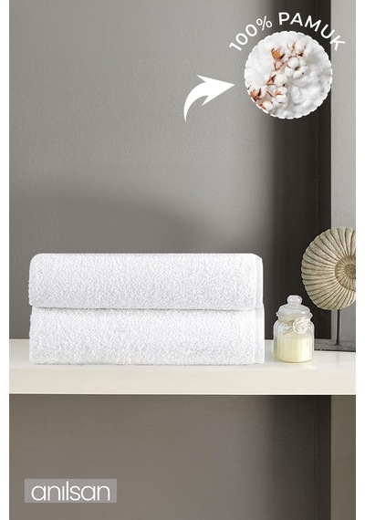 2'li Beyaz El Havlusu - 50x90 Cm, 225 Gr, %100 Pamuk, Spa Ve Otel Havlusu, Günlük Kullanıma Uygun Beyaz