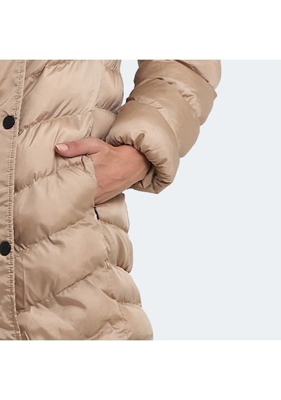 Slazenger GWEN Kadın Kapüşonlu Şişme Vizon Mont & Kaban