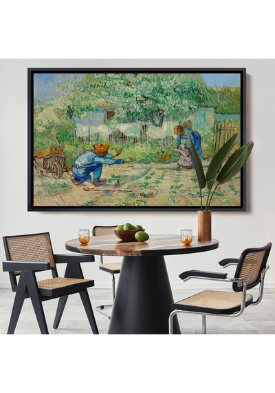 Ahşap Çerçeveli Vincent Van Gogh - Millet'den Sonra İlk Adımlar Tablo - First Steps-7164