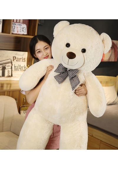 Sevgiliye Özel Hediye - 140 Cm Papyonlu Peluş Ayıcık... Bej