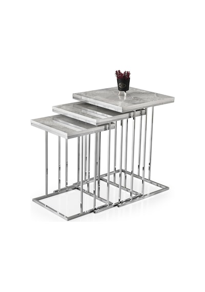 Elit C Zigon Sehpa 3'lü Metal Ayak Camlı 001