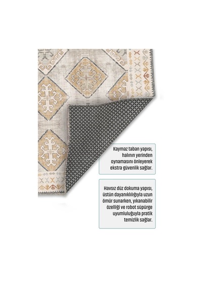 Dekoratif Halı Kaymaz Taban Leke Tutmaz Yıkanabilir Kilim Özel Ölçü Salon Halısı 3048 Çok Renkli