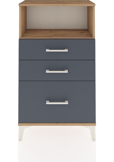 Arges Komodin Tek Raflı 3 Çekmeceli 60x30x106 Çam-antrasit Çam