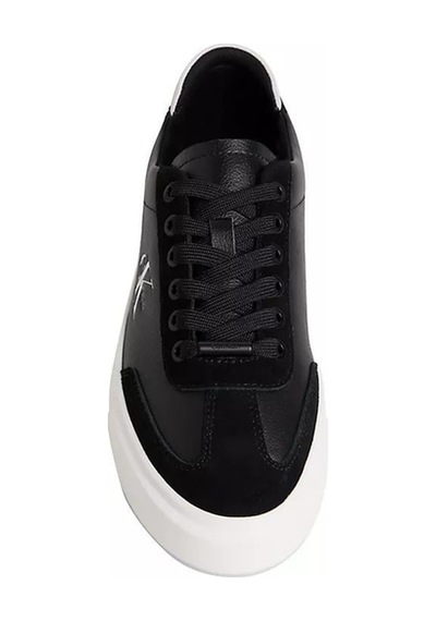 Calvin Klein Kadın Platform Tabanlı Süet Detaylı Ck Logo Desenli Siyah Sneaker-14866