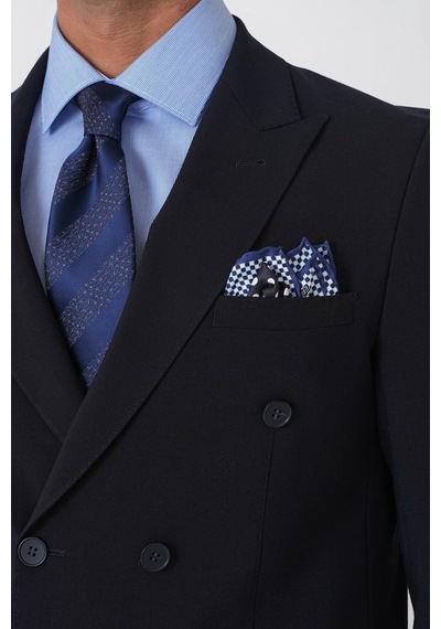 Efor Slim Fit Esnek %97 Yünlü Düz Lacivert Kruvaze Takım Elbise Tk 956