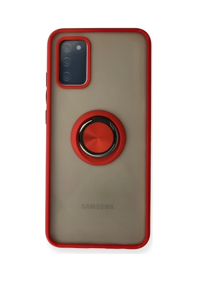 Samsung Uyumlu Galaxy A02s Uyumlu Kılıf Montreal Yüzüklü Silikon Kapak - Kırmızı