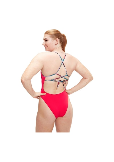 Speedo Solid Lattice Arkadan Bağlama Kadın Yüzücü Mayosu Çok Renkli
