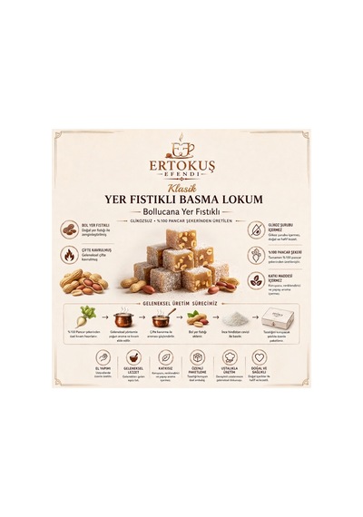 Yer Fıstıklı Basma Türk Lokumu 350gr %100 Pancer Şekeri Glikoz İçermez - 938204270