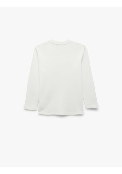 Koton Bisiklet Yaka Pamuklu Basic Uzun Kollu Basic Tişört Beyaz 6wkb10013tk Beyaz