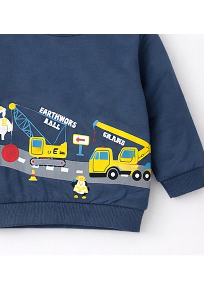 HelloBaby Erkek Bebek Pamuklu Sweatshirt Desenli Model Lacivert