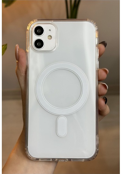 Apple Uyumlu iPhone 11-12-pro Görünümlü Magsafe Özellikli Darbe Önleyici Şeffaf Silikon Kılıf Senalstore