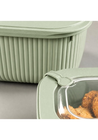 Vakumlu Silikon Kapaklı Plastik Saklama Kabı Seti, 3.5 Litre, Mikrodalga Ve Derin Dondurucu İçin Sefer Tası, Gıda Diğer 67032623