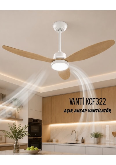 Vanti Kcf322 Dekoratif Tavan Vantilatörü Açık Ahşap