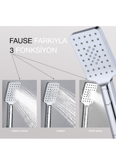 Fause Kolonlu Tepe Duş Seti 3 Fonksiyon El Başlıklı Kds122