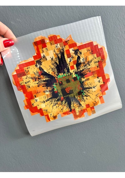 Ütü İle Yapışan Kahverengi Çiçek Transfer Baskı Arma 20x19 Cm