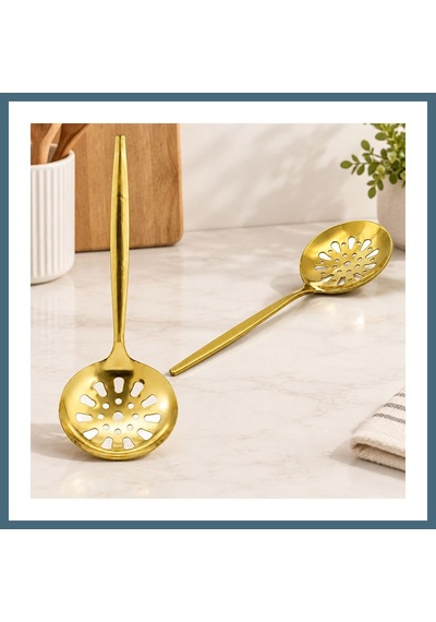 Bezos Metal Altın Servis Kevgir 27 Cm Agc