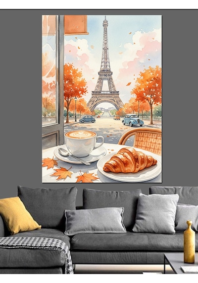 Ahşap Tablo Paris Sonbahar Kahvaltı Manzarası