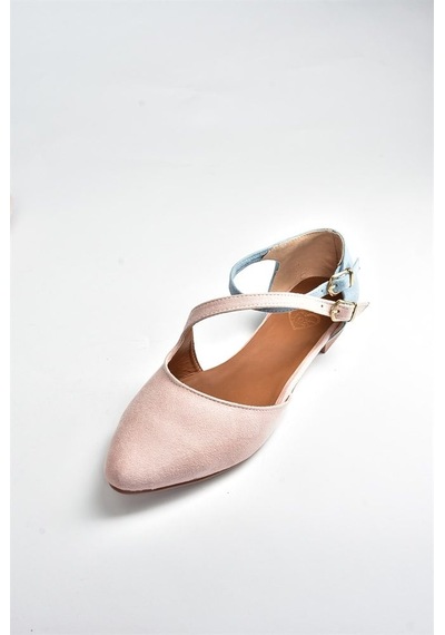 Fox Shoes Pudra/mavi Süet Kadın Babet D726016902 Pudra/mavi Pudra - Mavi