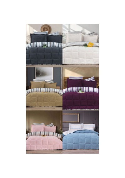Çift Kişilik Uyku Seti Sherpa Comforter Bebek Mavisi Bebek Mavisi