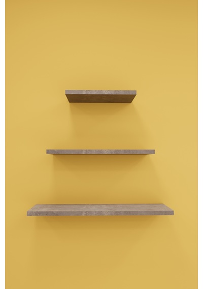 Modern 3'lü Uçan Raf Çok Amaçlı Duvar Rafı Organizer %100 Mdf Kitaplık Mutfak Banyo Rafı Drf05 Gri