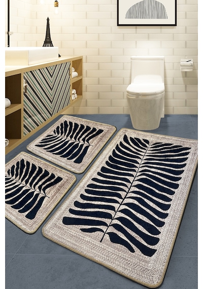 Mais Dolce Kahve 60x100 50x60 50x60 Kaydırmaz Tabanlı 3'lü Banyo Paspas Seti Takımı Üçlü-kahve