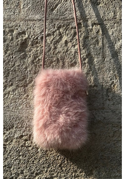 Mollycrush Kadın Askılı Peluş Pembe Çanta Kürk Postacı Model Toz Pembe