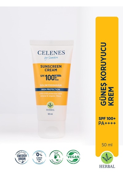 Celenes Herbal Spf 100 Suya Dayanıklı Güneş Kremi 50 Ml