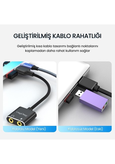 Tr Type-c Ses Kartı 3.5mm Kulaklık Ve Mikrofon Girişli