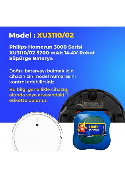 Philips Homerun 3000 Serisi Xu3110/02 5200 Mah 14.4v Robot Süpürge Batarya