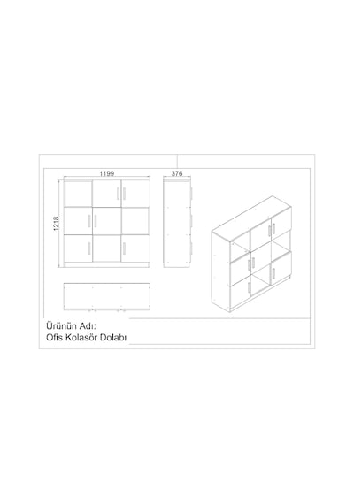 Robin Home Verona G Ofis Klasör Dolabı Kitaplık Barok-Gri Abanoz