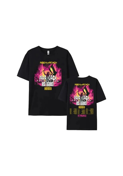 Tarzsokak Beyaz Papa Roach Ve Canlı, Roach'a Karşı Yükseliş Turu Grafik Yaz Tees Siyah