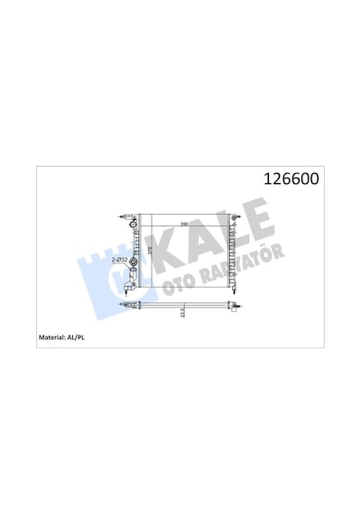 Radyatör - 975 - Clıo 91-98 R19 94-95 1.2-1.4 E7f.7.06 Mek Ac 390x377.5x23. 2 Sıra Al - Dpmıx-hb - Pl Sistem