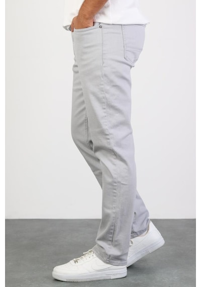 HLT Jeans Erkek Gümüş Gri Regular Likralı Esnek Kot Pantolon 001