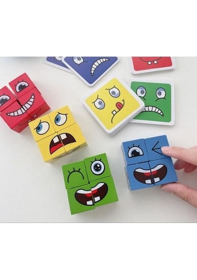 Ahşap 4 Kişilik Yüz İfade Oyunu Magic Cube Eğlenceli Masa Oyunu Max. 4 Kişi