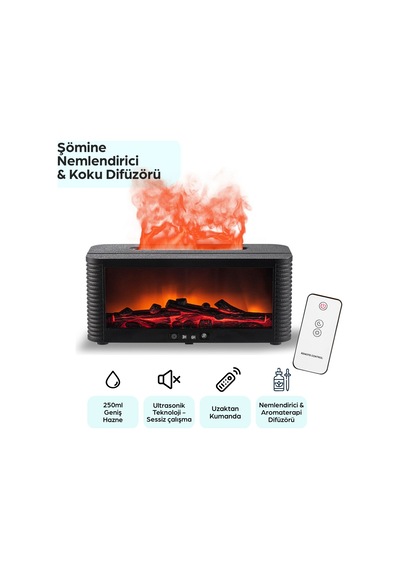 Robeve Şömine Hava Nemlendirici Uzaktan Kumandalı Hava Nemlendirici 7 Renk Şömine Aroma Difüzör Aroma Terapi Cihazı Buhar Makinesi