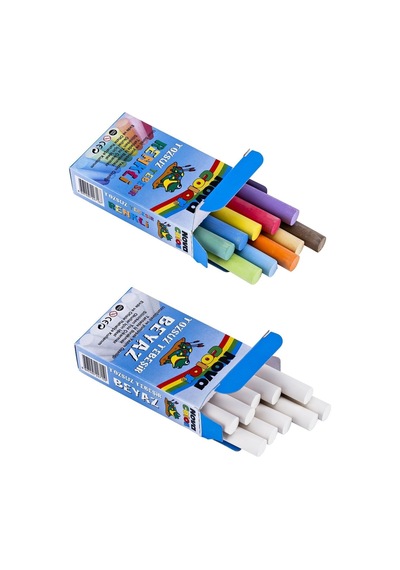 Tozsuz Tebeşir 10lu 1 Paket Renkli 1 Paket Beyaz
