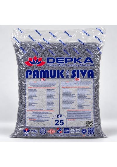 Depka Pamuk Sıva Dp25 2 Kg 7-8 M² İpek Sıva Alternatifi Isı Ve Ses Yalıtımlı Dekoratif Sıva