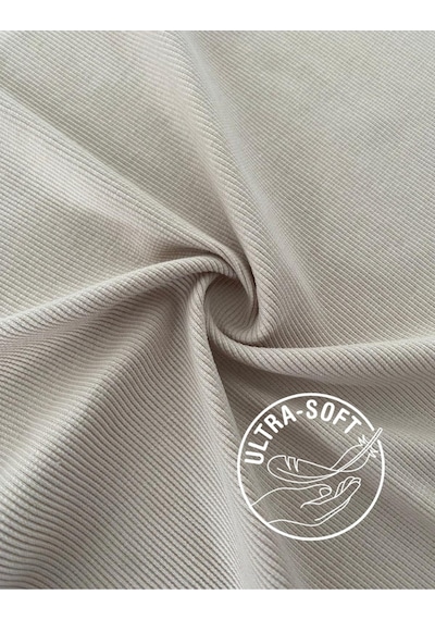 Alya Underwear Pamuklu Kaşkorse V Yaka Body Sweatshirt, Fitilli Kumaş Likralı Bluz, Asker Yeşili Badi Bej Kemik