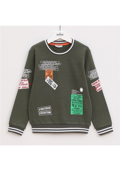 Wanex Erkek Çocuk Uzun Kol Kalın Sweatshirt - 15534 Haki