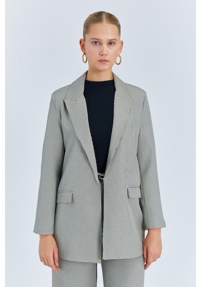 Mixray 4580 Kadın Pitikare Blazer Ceket Gri