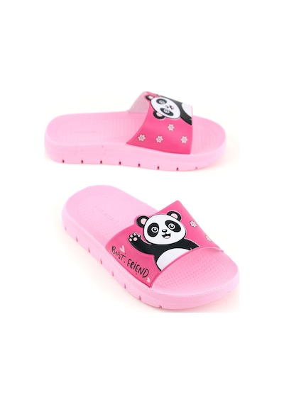 Gezer Kız Çocuk Yazlık Best Friend Panda Pu Rahat Taban Ev Banyo Havuz Plaj Terlik Fuşya