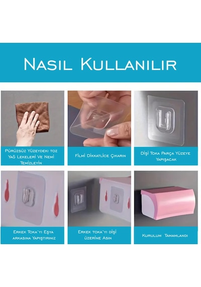 8 Adet Süper Güçlü Şeffaf Çerçeve Askısı Resim Mutfak Kancası Kendinden Yapışkanlı Şeffaf Yapışkan
