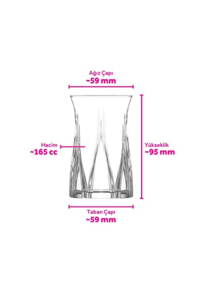 Lav Zoey Cam Çay Bardağı 6 Kişilik 165 ml