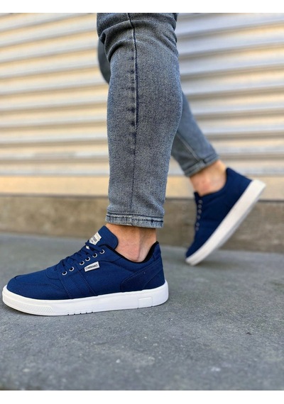 Mevese Camden Bağcıklı Keten Kumaş Erkek Günlük Sneaker Ayakkabı Lacivert